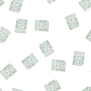 Groundhog day glyph vector seamless pattern black Stock Illustration