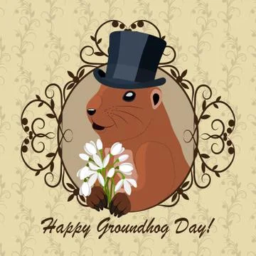 Groundhog day greeting Stock Illustration