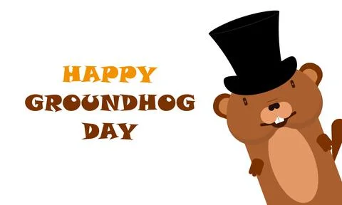 Groundhog day with marmot in hat Stock Illustration
