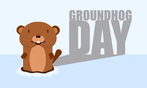 Groundhog day shadow typography Stock Illustration