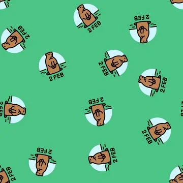 Groundhog day usa holiday vector seamless pattern Stock Illustration