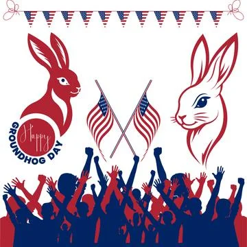 Groundhog Day vector post. Happy Groundhog Day celebrating early spring Stock Illustration