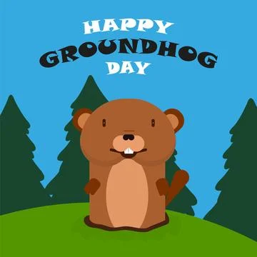 Groundhog Happy Day spring Stock Illustration