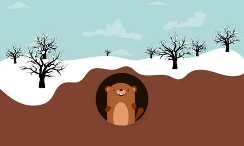 Groundhog mink in winter Stock Illustration