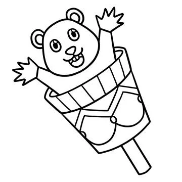 Groundhog Puppet Isolated Coloring Page for Kids Illustrazione stock