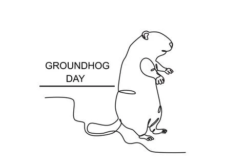 A groundhog walked backwards looking at his shadow Stock Illustration