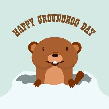 Groundhog from winter burrow Stock Illustration