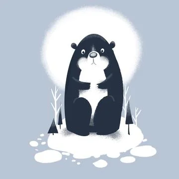 Groundhog without Shadow - Minimalist Groundhog Day Illustration Stock Illustration