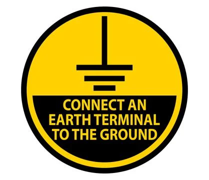 Grounding Safety Sign for Electrical Systems and Equipment Installation Illustrazione stock