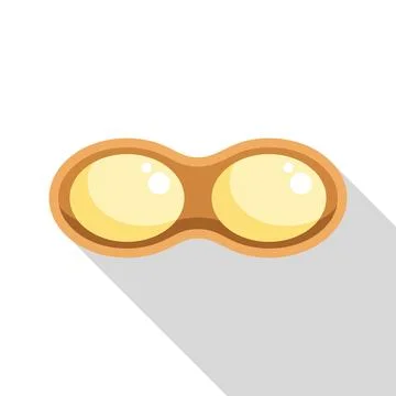 Groundnut icon showing two seeds inside shell with long shadow Stock Illustration
