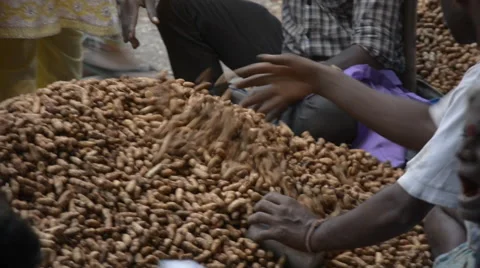 Groundnuts sold on streets Stock Footage 47460633