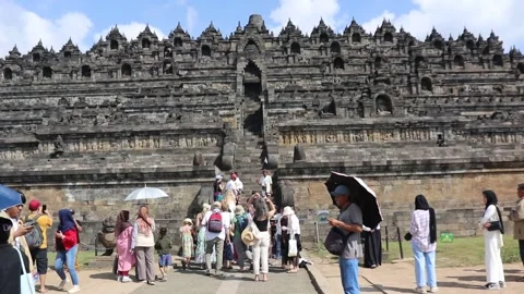 Grounds of Borobudur Temple, Java, Indonesia Stock Footage 245264646