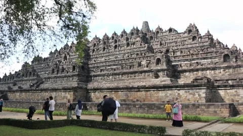 Grounds of Borobudur Temple, Java, Indonesia. Stock Footage 245264676