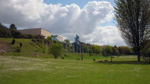 The grounds of the Caen War Memorial Normandy France Stock Footage 154576664