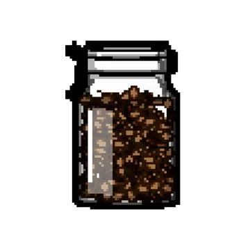 Grounds coffee jar pixel art vector illustration Stock Illustration