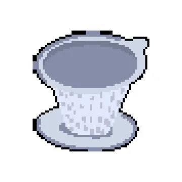 Grounds reusable coffee filter pixel art vector illustration Stock Illustration