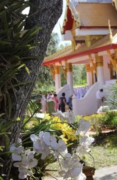 Grounds of Thai Buddhist Temple Located in Tampa Florida Stock Photos