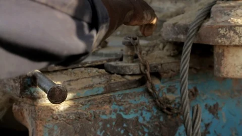 Groundwater hole drilling machine installed on the old truck in Lira Uganda . Stock Footage 116395856
