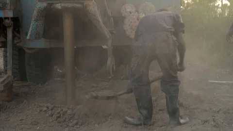 Groundwater hole drilling machine installed on the old truck in Lira Uganda . Stock Footage 116410048