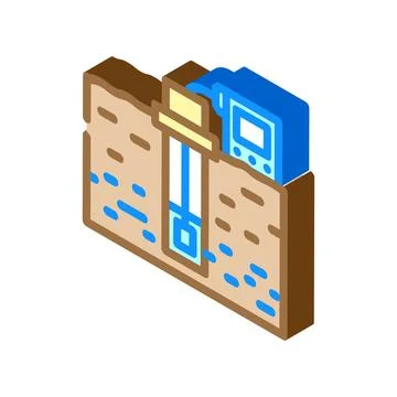 Groundwater sampling hydrogeologist isometric icon vector illustration Illustrazione stock