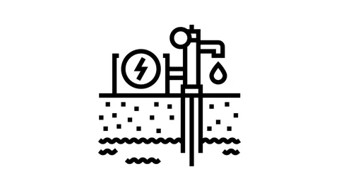 Groundwater sampling hydrogeologist line icon animation Stock Footage 326132174