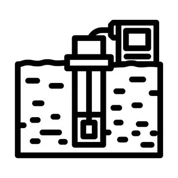 Groundwater sampling hydrogeologist line icon vector illustration Stock Illustration