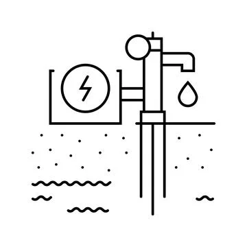 Groundwater sampling hydrogeologist line icon vector illustration Illustrazione stock