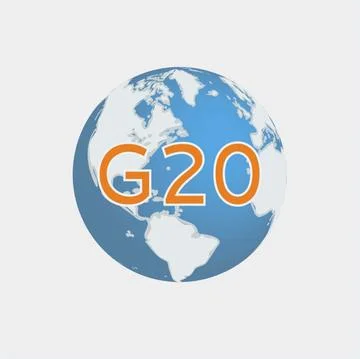 Group of 20 on a 3D World Globe. Stock Illustration