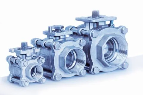 Group 3 valves, different sizes Stock Photos