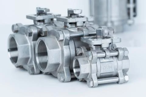 Group 3 valves, different sizes Stock Photos
