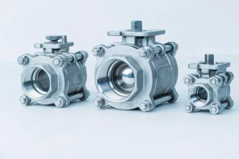 Group 3 valves, different sizes Stock Photos