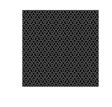 Group of 3 white rings in a hex seamless repeat pattern with a black backgrou Stock Illustration