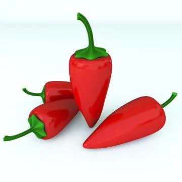 A group of 3d chilly peppers Stock Illustration