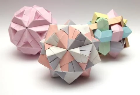 Group of 3d modular origami balls Stock Photos
