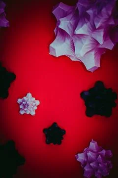 A group of 3D printed objects that look like Christmas trees, taken from abov Stock Photos