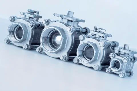 Group 4 valves located on the diagonal, different sizes Stock Photos