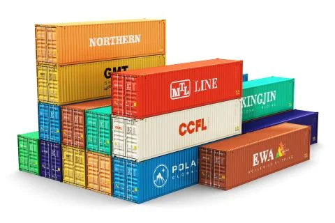 Group of 40 ft freight cargo containers Stock Illustration