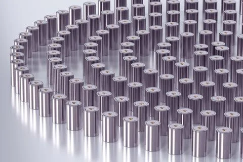 Group 4680 format cylindrical lithium traction battery for battery modules,.. Stock Photos