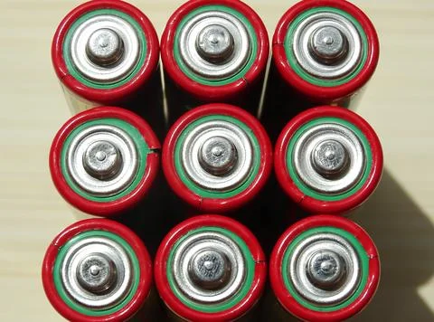 Group of AA batteries. Close view Fotos Stock