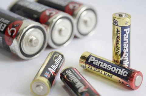 Group of AA batteries Stock Photos