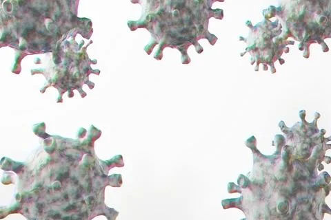Group of abstract coronavirus with empty place for your text, 3D rendered Stock Illustration