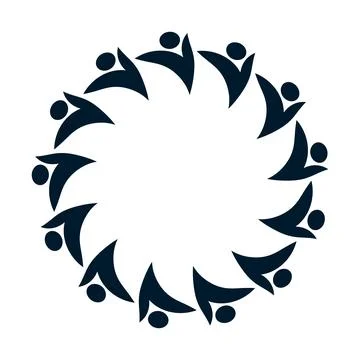 Group of Abstract Figures Forming a Circular Shape in Dark Color Scheme Stock Illustration