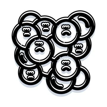 Group of abstract king or queen faces design Stock Illustration