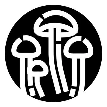 Group of abstract mushrooms in black circle logo Stock Illustration