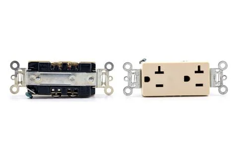 Group of AC power plug socket isolated on white background. Stock Photos