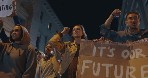 Group of activists in a protest rally Stock Footage 130778405