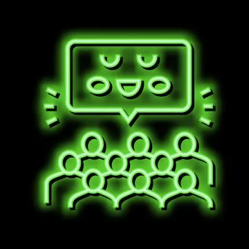 Group activities and events in children library neon glow icon illustration Stock Illustration