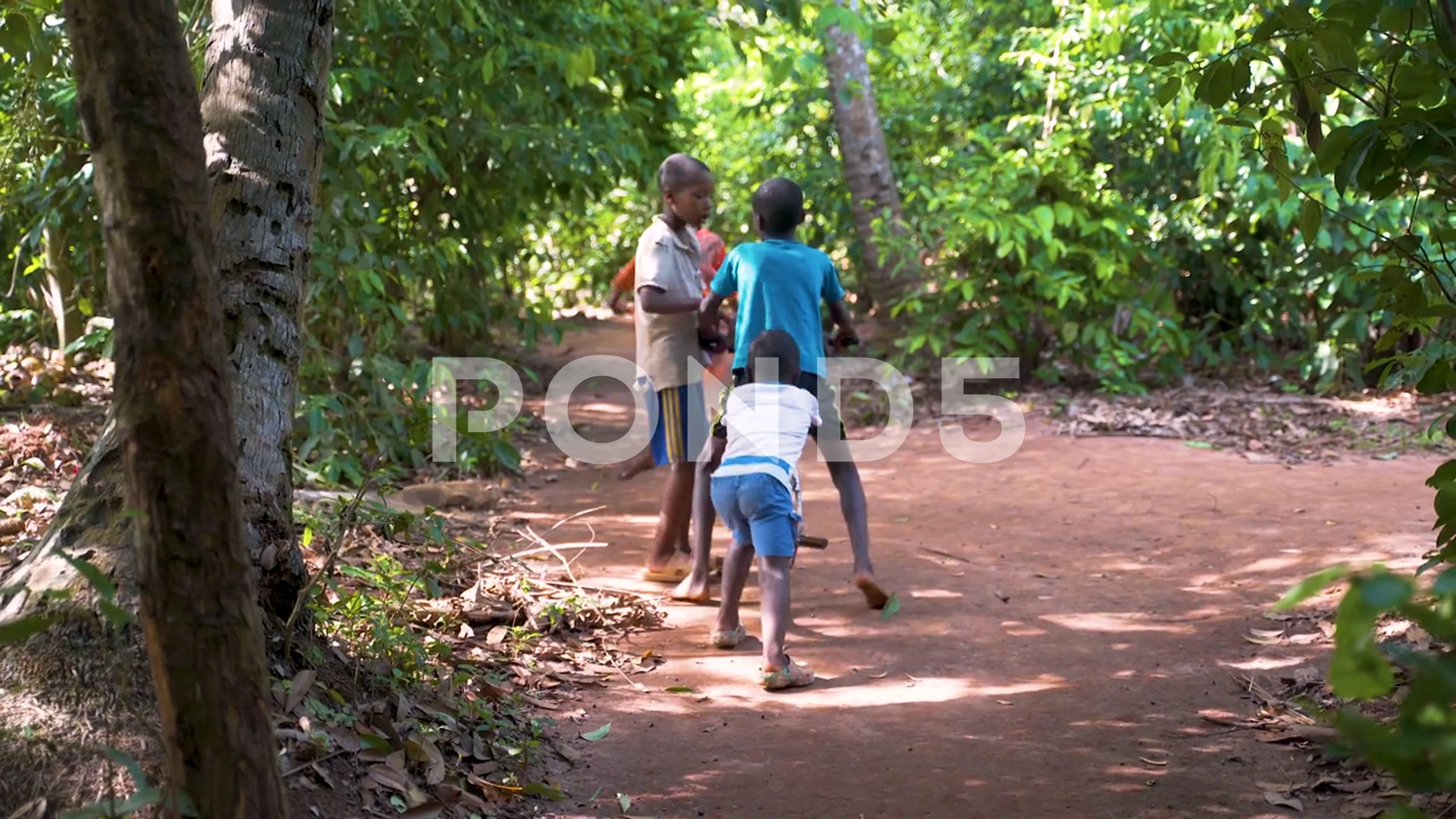 A group of african children playing in a park