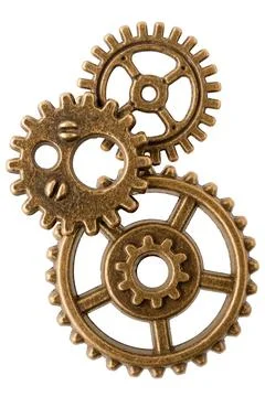 Group of aged bronze cogwheels Stock Photos