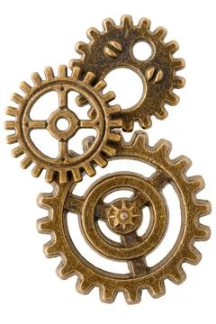Group of aged bronze cogwheels Stock Photos